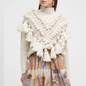 NWT Zimmerman $1,200 Fringe Crochet Wool Sweater